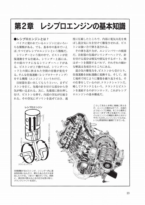 「バイクのメカ入門」ページサンプル